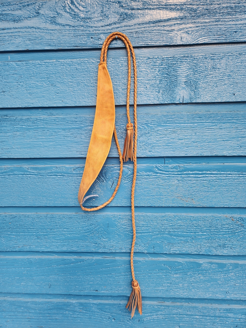 Ada Tan Braided Leather Tassel Belt